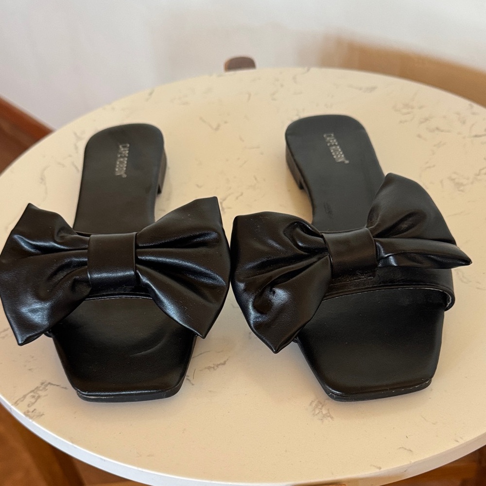 Black Bow Slide Sandals